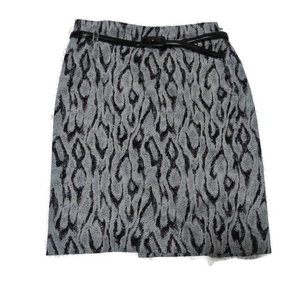 Apt 9 Animal Print High Waist Pencil Skirt Belt Silver Gray Black Womens 4 S - Picture 8 of 8